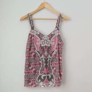 💎INC Pink&Gray top w/ rhinestone accents New! Sm